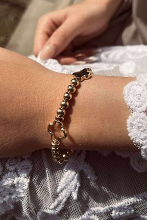 Laundry B Free Spirit Stretch Stacker Bracelet Triple Clover Gold